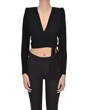 Elisabetta Franchi Blusa cropped a portafoglio - Nero