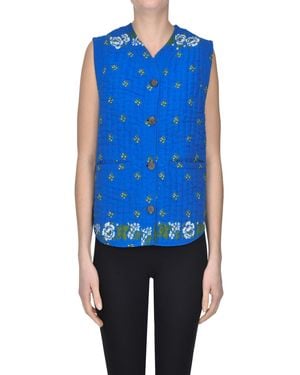 Moismont Gilet trapuntato stampa floreale - Blu