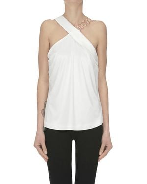 Nenette Fluid Jersey Top - White