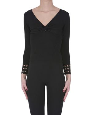 Nenette Cut-out Cuffs Pullover - Black