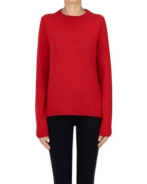 Anneclaire Cashmere Rounded Neckline Pullover - Red