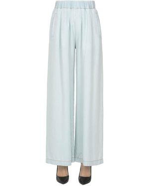 Semicouture Wide Leg Lyocell Pants - Blue