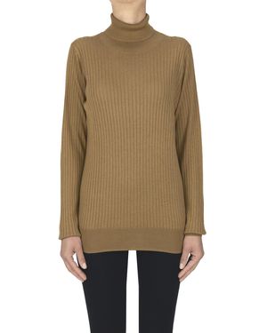C.t. Plage Pullover dolcevita a costine - Neutro