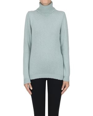 Anneclaire Turtleneck Cashmere Pullover - Blue