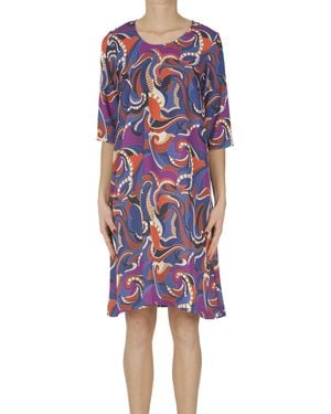 TAWATA Printed Satin Tunic Dress - Purple