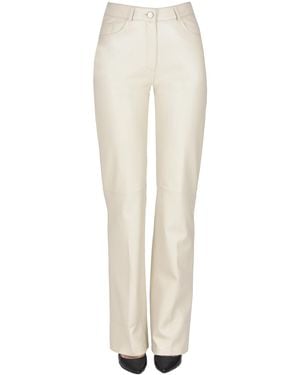 Arma Leather Pants With Stitching - White