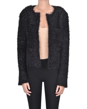 Nude Fringed Knit Jacket - Black