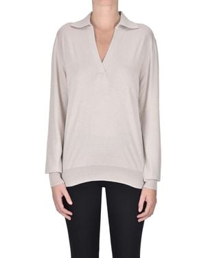 Wild Cashmere Pullover stile polo - Bianco