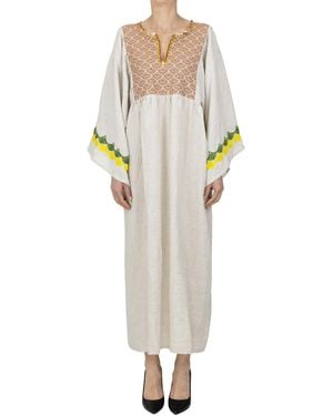 Ninaleuca Embroidered Long Dress - Natural