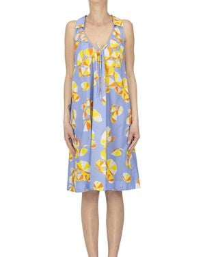 Moschino Printed Popeline Cotton Dress - Blue