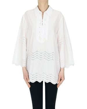 True Royal Sangallo Lace Insert Blouse - White
