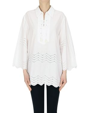 True Royal Camicia con inserti in sangallo - Bianco