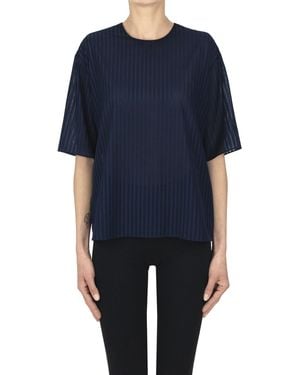 Theory Striped Cotton Boxy Shirt - Blue