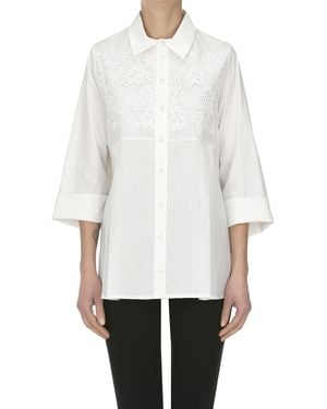 MILVA MI Camicia con inserto in pizzo - Bianco