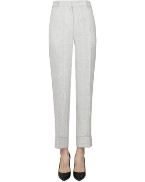 Slowear Pinstriped Linen Pants - White