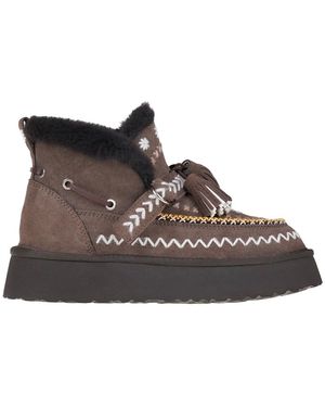 Nan-Ku Couture Stivaletti in suede con impunture - Marrone