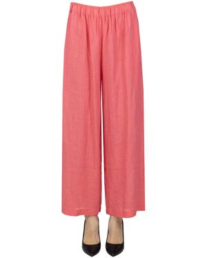 Eka Pantaloni cropped in lino - Rosa