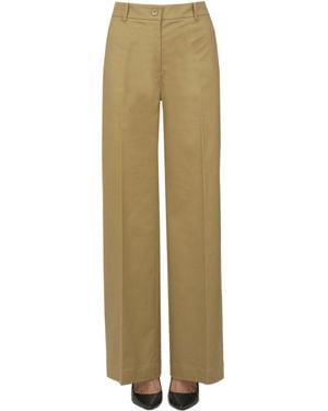 P.A.R.O.S.H. Wide Leg Pants - Natural