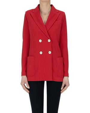 Circolo 1901 Piquet Cotton Double-breasted Blazer - Red