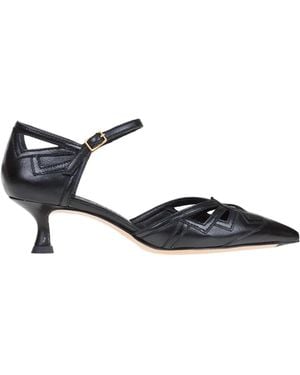 Mara Bini Leather Mary Jane Pumps - Black