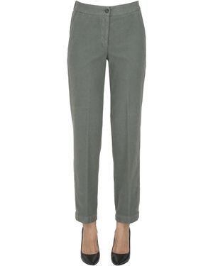 ROSSO35 Straight Leg Moleskin Pants - Gray