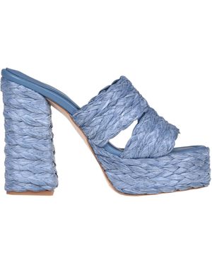 Eqüitare Mules in rafia - Blu