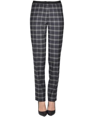 TAWATA Checked Print Pants - Gray