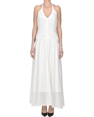Mii Draped Cotton And Silk Dress - White