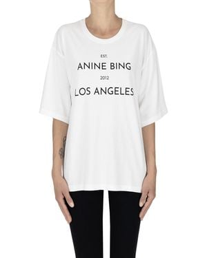 Anine Bing Oversized Designer Logo T-shirt - White