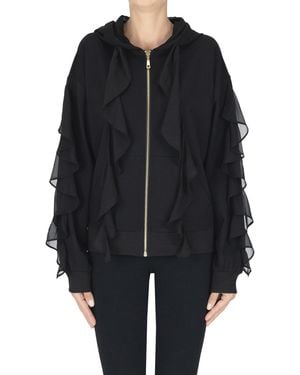 Twinset Zippered Hooded Sweatshirt - Black