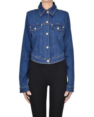 Nenette Giubbotto in denim cropped - Blu