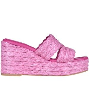 Eqüitare Mules in rafia intrecciata - Rosa