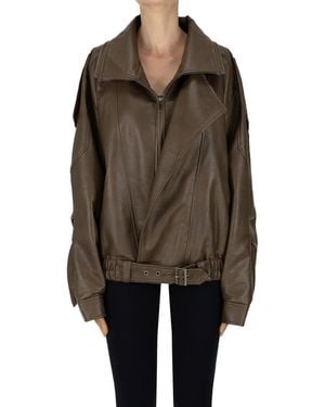 ELEH Eco-leather Aviator Style Jacket - Brown