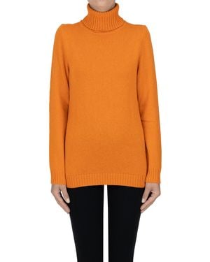 Anneclaire Turtleneck Cashmere Pullover - Orange