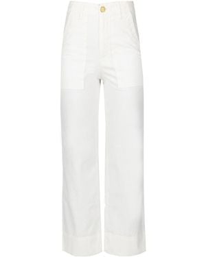 Velvet Carpenter Style Pants - White