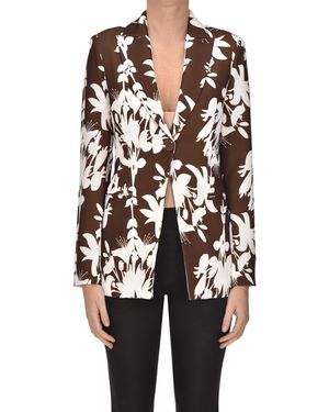 Olla Parèg Flower Print Blazer - White