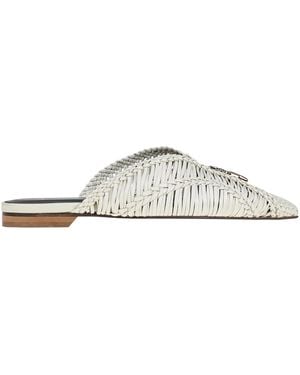 Patrizia Pepe Woven Leather Mules - Gray
