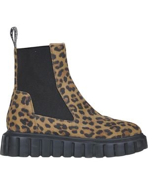 Voile Blanche Chelsea Grenelle Animal Print Ankle Boots - Black