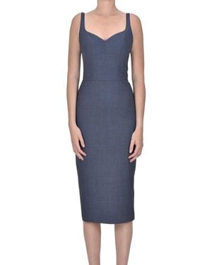 Elisabetta Franchi Abito a tubino in tessuto effetto denim - Blu