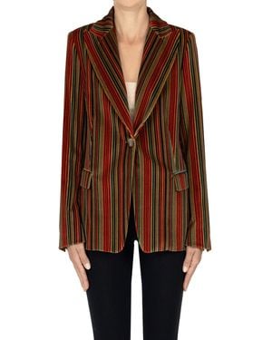 Kiltie New Sofia Striped Velvet Blazer - Brown