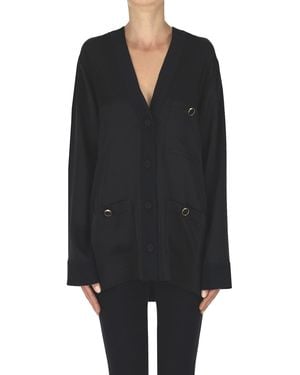 forte_forte Satin Shirt Jacket - Black