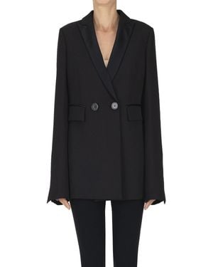 Semicouture Smoking Style Double-breasted Blazer - Black