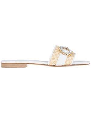 Emanuela Caruso Jewel Buckle Slides - White