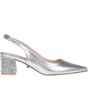 Twentyfourhaitch Decolletè slingback con tacco gioiello - Bianco