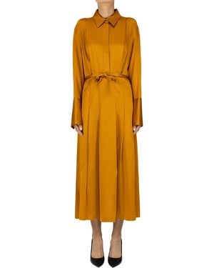 Semicouture Satin Midi Dress - Yellow