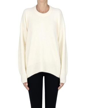 C.t. Plage Ribbed Fur Knit Pullover - White
