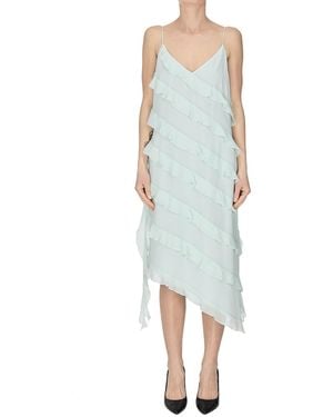 Nenette Ruched Chiffon Dress - Blue