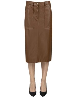Semicouture Eco-leather Pencil Skirt - Brown