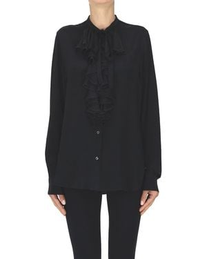 Aspesi Ruched Crepè Shirt - Black