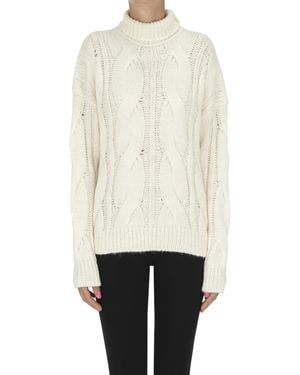 Roberto Collina Cable Knit Turtleneck Pullover - White